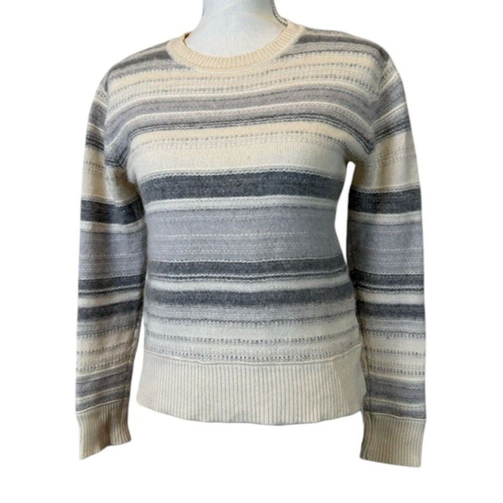 Club Monaco Striped Sweater in Cream and Gray